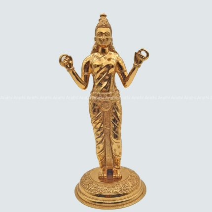 Goddess Paththini Statue (12" X 6") Special Carving With Box (Brass)