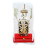 Hand Crafted Royal Tusker Carrying the Sacred Tooth Relic Casket (3″) with Gift Box | Silver and Silver and Encrusted with 30 Gemstones